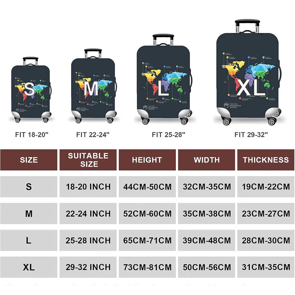 سميكة مرونة الأمتعة الغطاء الواقي سستة دعوى ل 18-32 بوصة حقيبة حقيبة يغطي غطاء عربة السفر الملحقات العملية #5