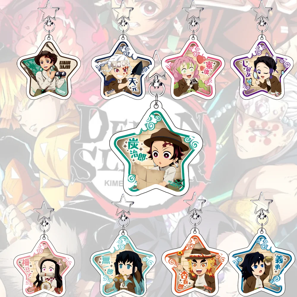 Anime Demon Slayer Q llavero acrílico figura soporte modelo Nezuko Tanjirou Shinobu Giyuu Muichirou regalo de decoración de escritorio