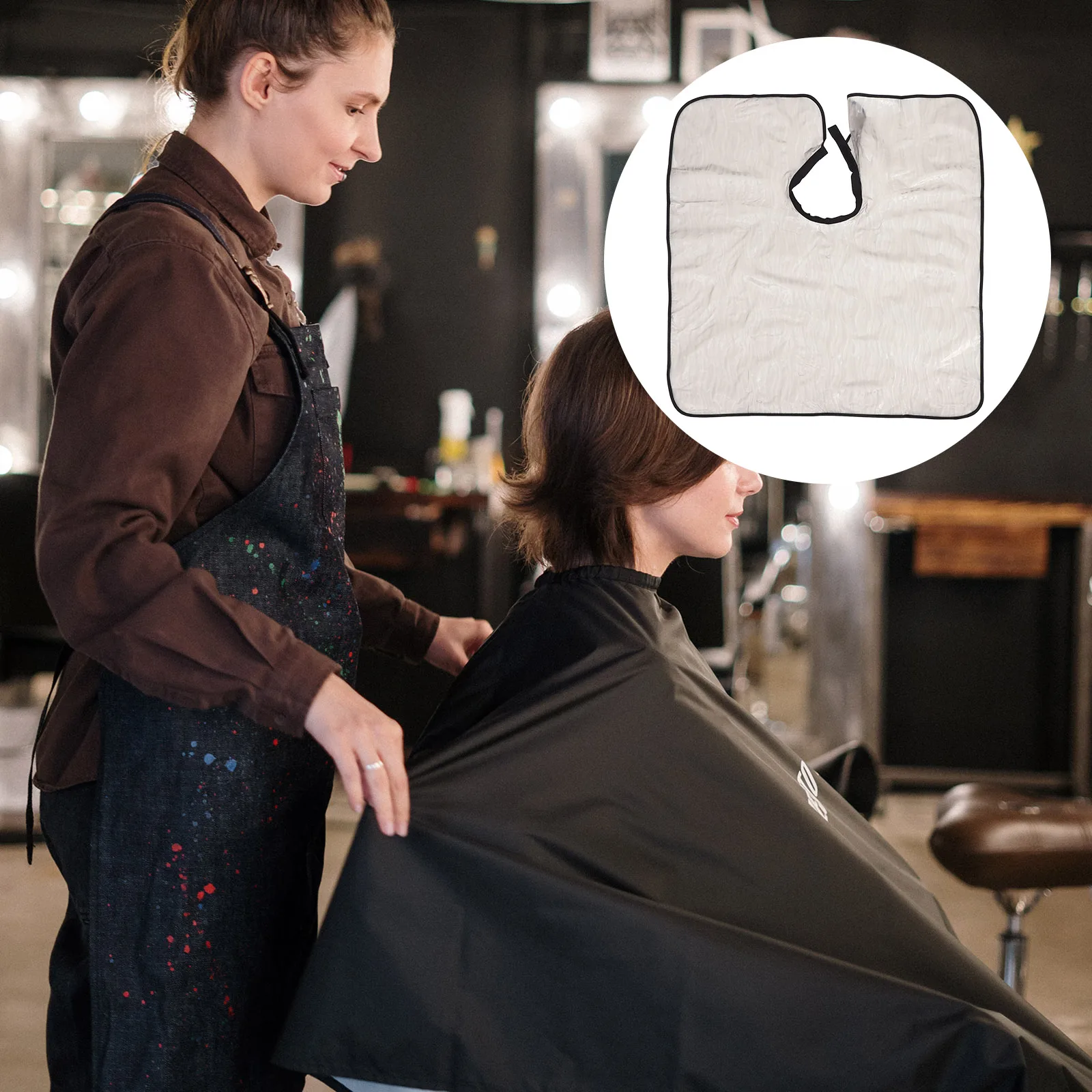 

Waterproof Hair Cutting Cape Barber Apron Unisex Adjustable Neck for Hairdye Perm Salon Lightweight Fast Dry