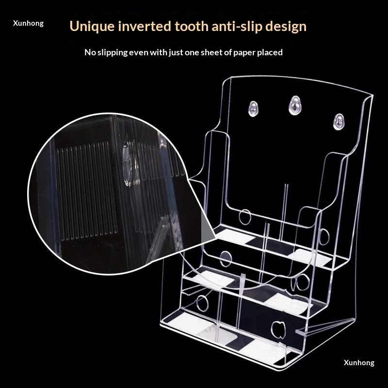 A6 1/2/3Layers Brochure Holder Clear Flyer Menu Paper Card Stand Display Rack Card Storage view 4