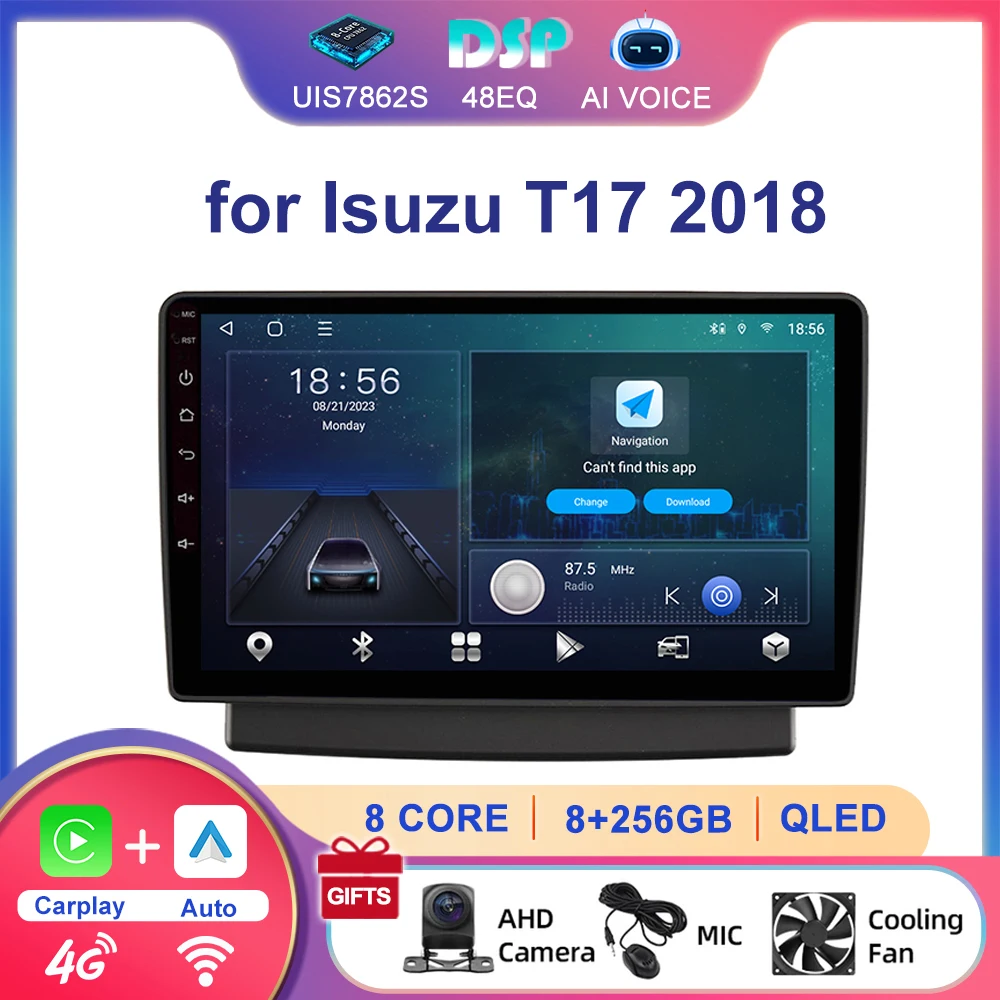 9 "أندرويد 12 راديو السيارة 4G واي فاي BT RDS Carplay الوسائط المتعددة لتحديد المواقع الصوت أندرويد سيارة شاشة تعمل باللمس مشغل ستيريو ل ايسوزو T17 2018