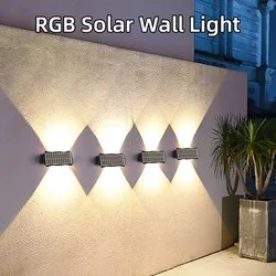 Lámpara Solar de pared para exteriores, luz Led RGB impermeable, 4W, 6W, 8W, para balcón, casa, patio, jardín, decoración del hogar