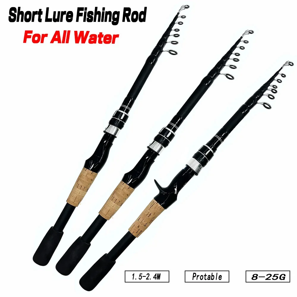 

2024 New Carbon Lure Spinning Fishing Rod Casting Fast Ultra Portable Telescopic Fishing Pole 1.5-2.4m Fishing Accessories