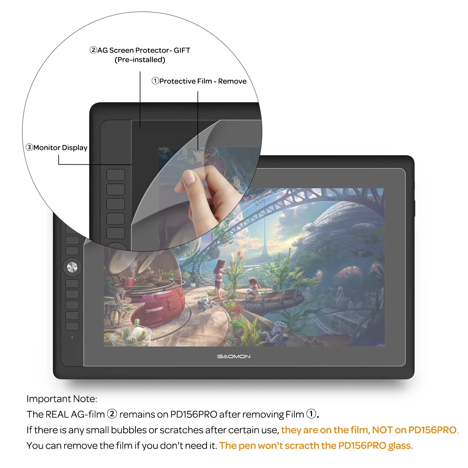 Screen Film Protector For Graphics Pen Monitor GAOMON PD1161/PD156PRO/PD1560/PD2200 Pen Tablet Display