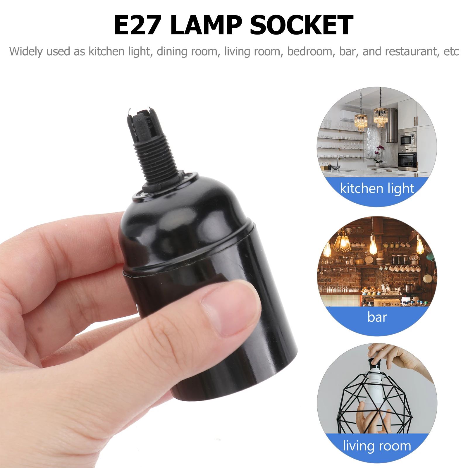 

4PCS Lamp Holder Light Socket Bulb E27 Phenolic Plastic Durable Sturdy Kitchen Bedroom Bar Restaurant Easy Install