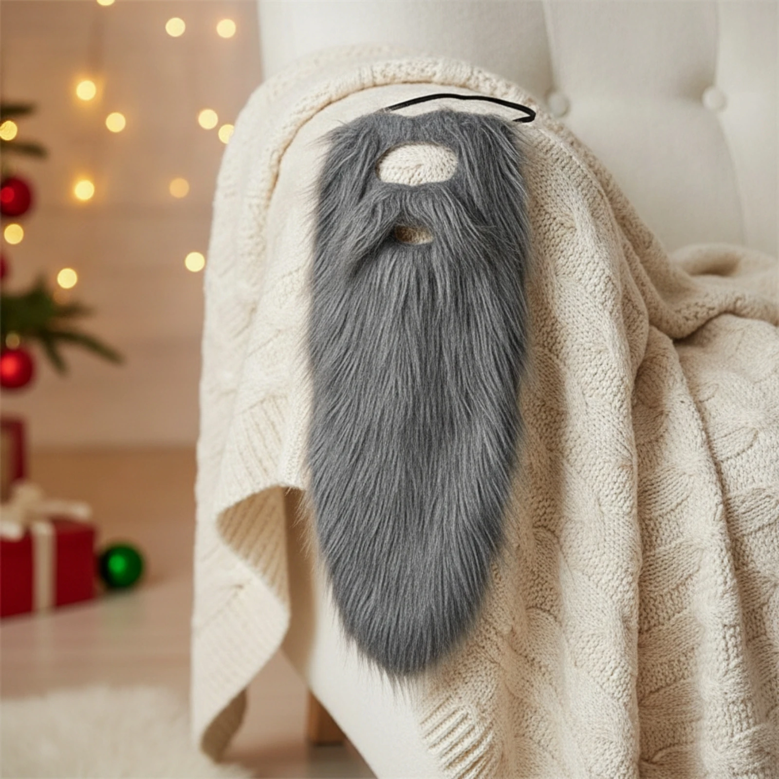 Faux Beard with Elastic Strap Secure Long Shaggy Beard Fake Facial Hair Soft Face Accessory Reusable for Cosplayers, Halloween