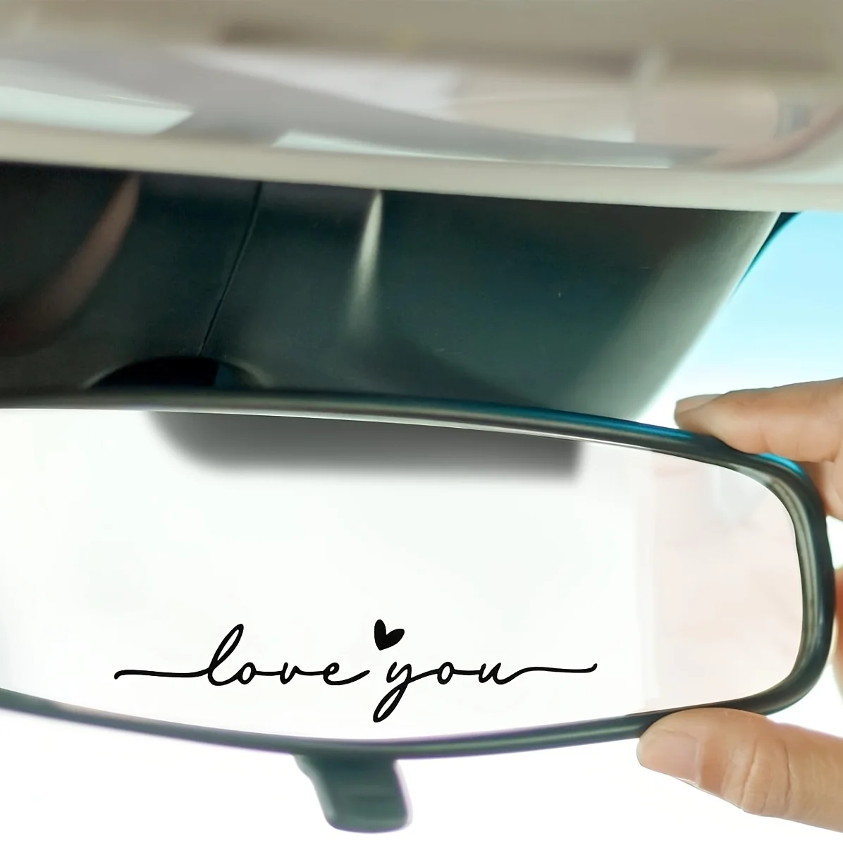 Autocollant « Je t'aime » pour rétroviseur, autocollant pour fenêtre de voiture en forme de cœur, autocollant d'auto-affirmation, matériau vinyle, adapté aux bouteilles d'eau