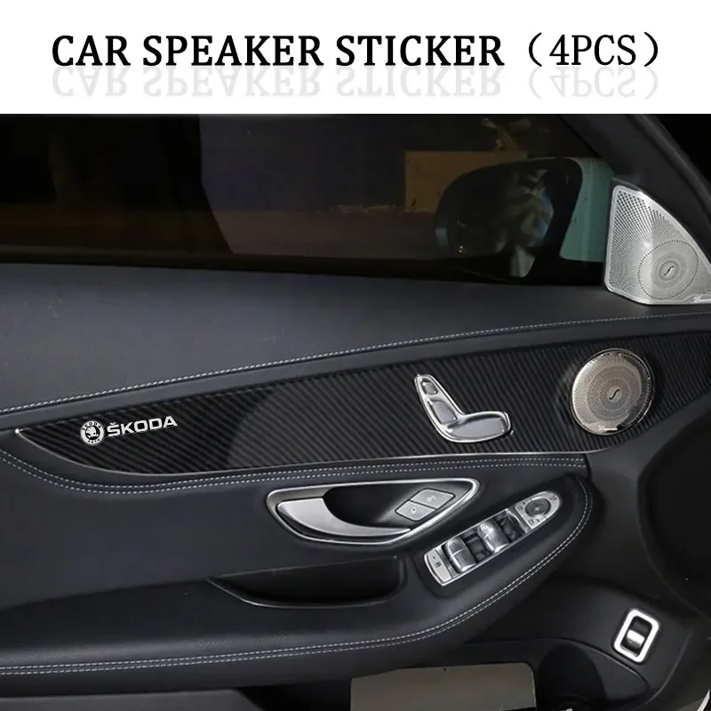 Car Audio Stereo Speaker Badge Sticker Decal Accessories For Skoda octavia a5 a4 mk1 fabia superb rapid KODIAQ Yeti SUPERB FABIA