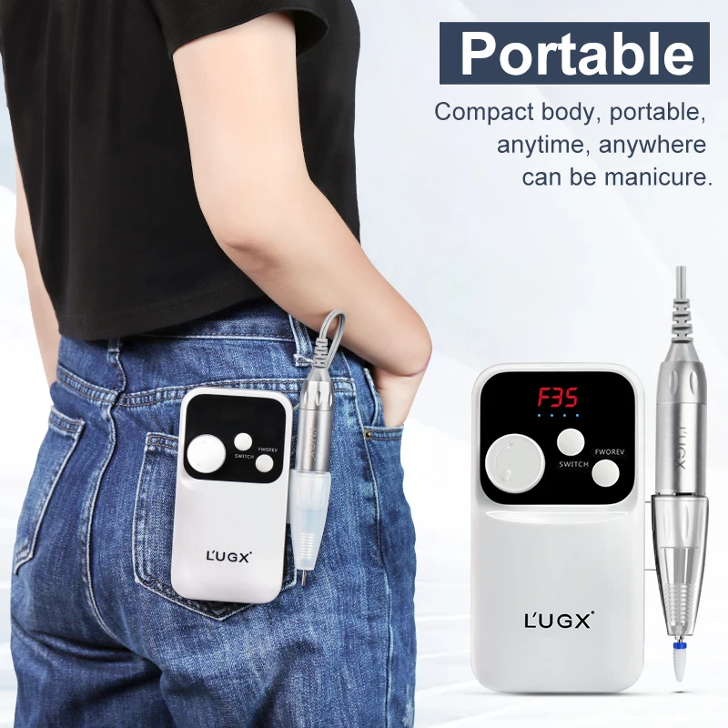 LUGX Hot Sale 35000 rpm Rechargeable Cordless Portable Nail Drill Machine 35000rpm Professional