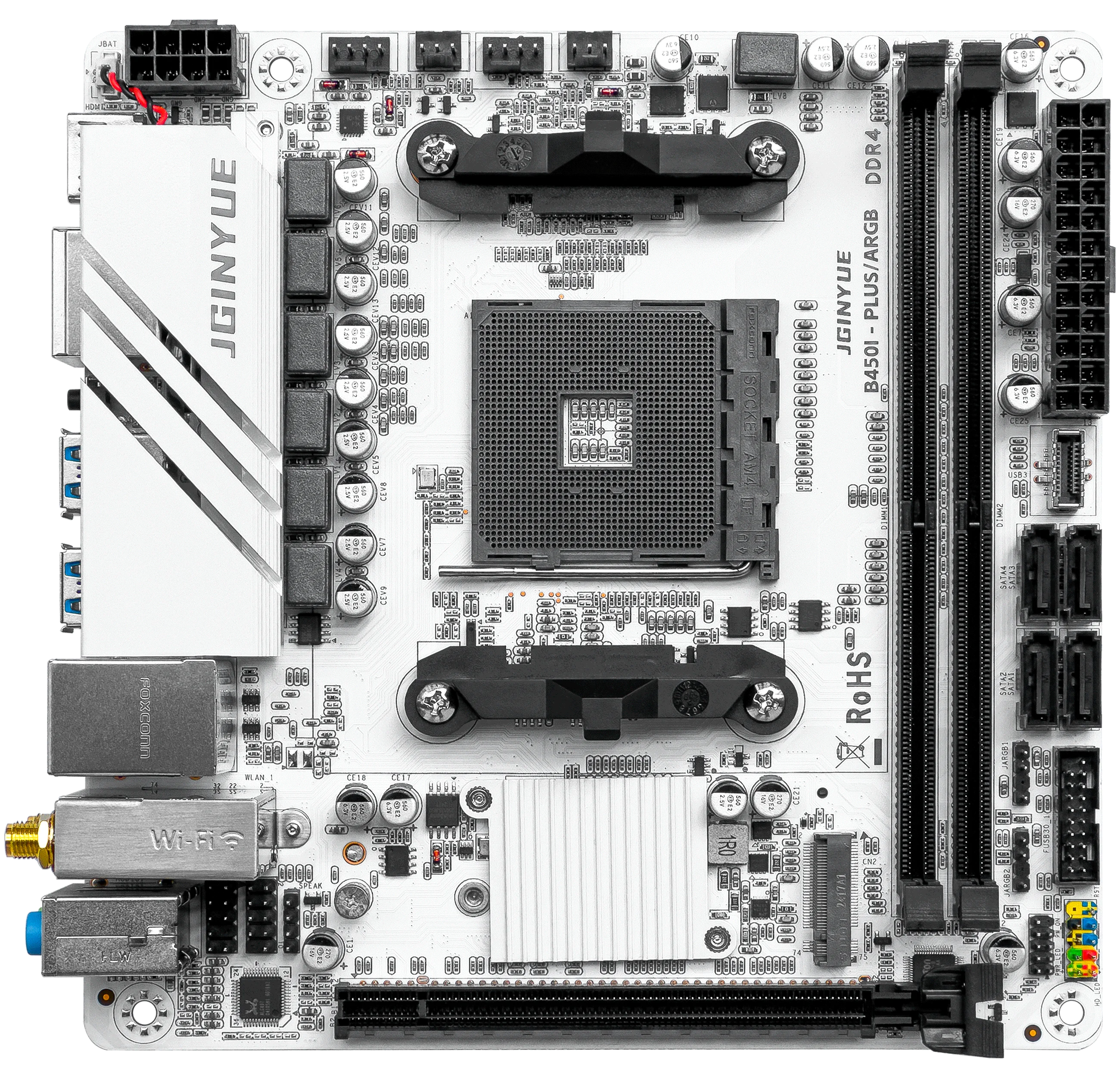 JGINYUE ITX AMD AM4 B450 ARGB Компьютерная материнская плата поддерживает настольную оперативную память DDR4 AM4, слот для процессора NVME NGFF M.2 USB 3.0 VGA для Ryzen5