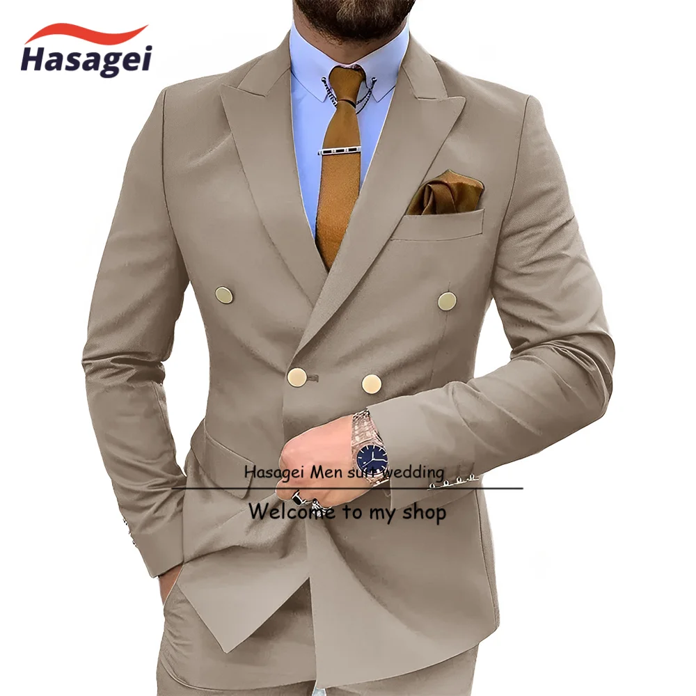 Formal Men's Suit 2 Pieces Jacket Pants Wedding Groom Tuxedo Double Breasted Buttons Shawl Lapel Business Blazer Suits