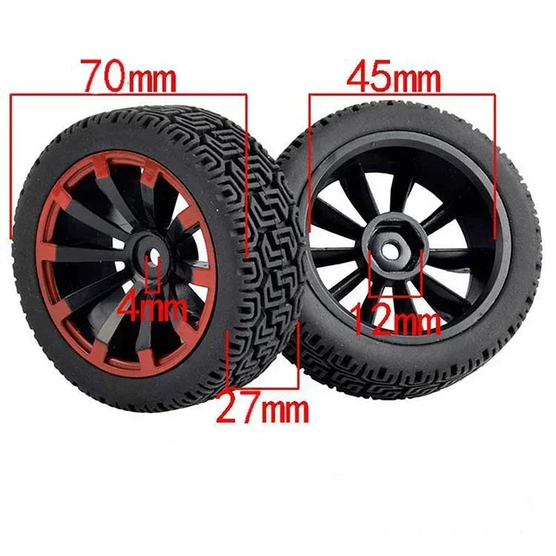 RC Car Rubber Tires & Wheels Rims 12mm Hex Hub for WLtoys 144001 and 1/18 1/16 1/10 Car Tyre(4-Pack)