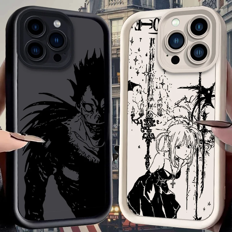 D-Death N-Note Red Apple Ryuk Silhouette Hülle für iPhone 17 Air 16 E 15 14 Plus 13 12 Mini 11 Pro Max Staubdichte Silikonhülle
