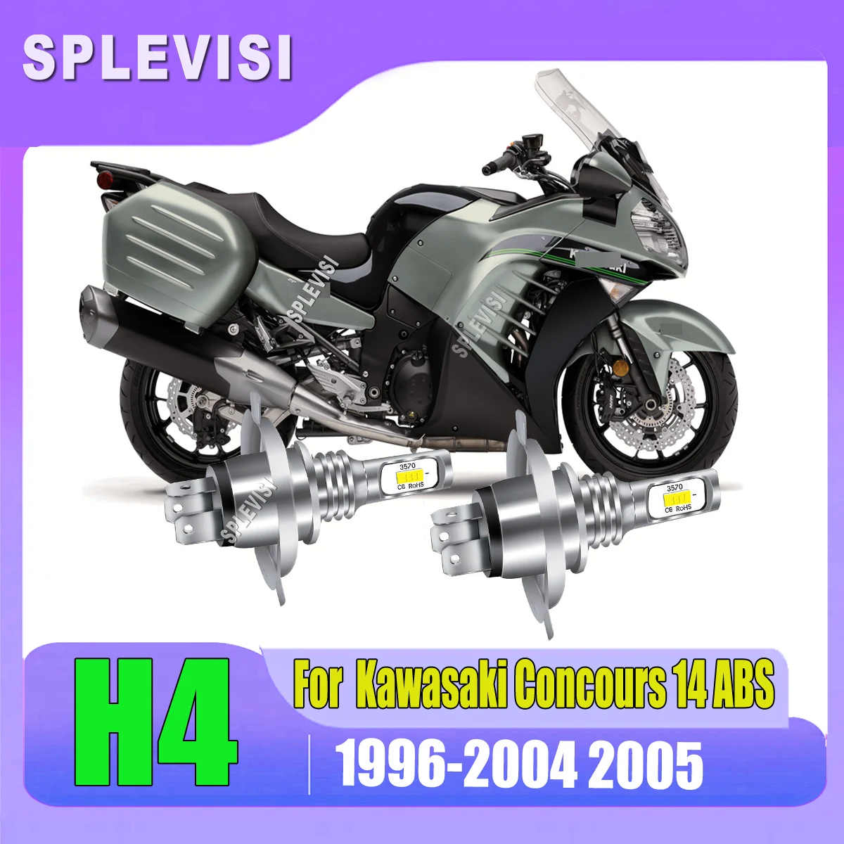 

H4 9003 LED Headlight High Low Bulbs - 1:1 with the original halogen bulb For Kawasaki Concours 14 ABS 2008 2009 2010 2011-2022