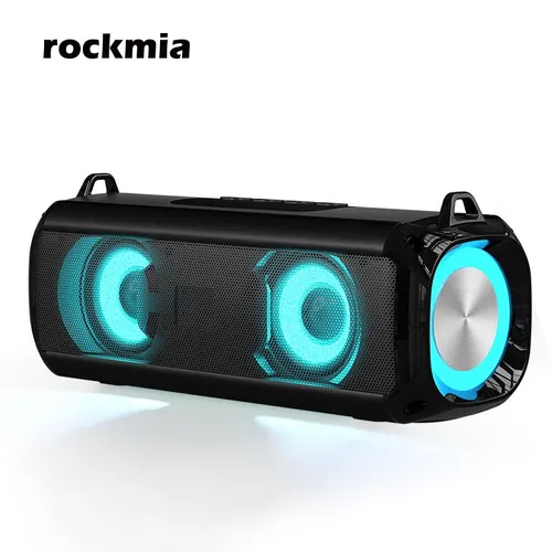 Imagen 1 del producto Rockmia-altavoz con luces LED RGB, reproductor de música inalámbrico Portátil con Bluetooth, Bluetooth 5,0, micrófono incorporado, tarjeta TF, EBS-045