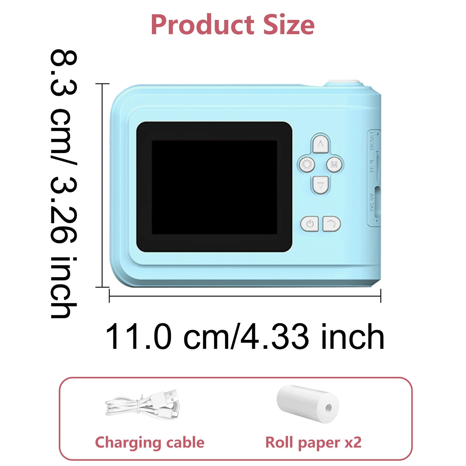 Kids Instant Print Camera For, Multi-Function Creative Drawing For Christmas, Halloween, With roll of pape Kids toy camera