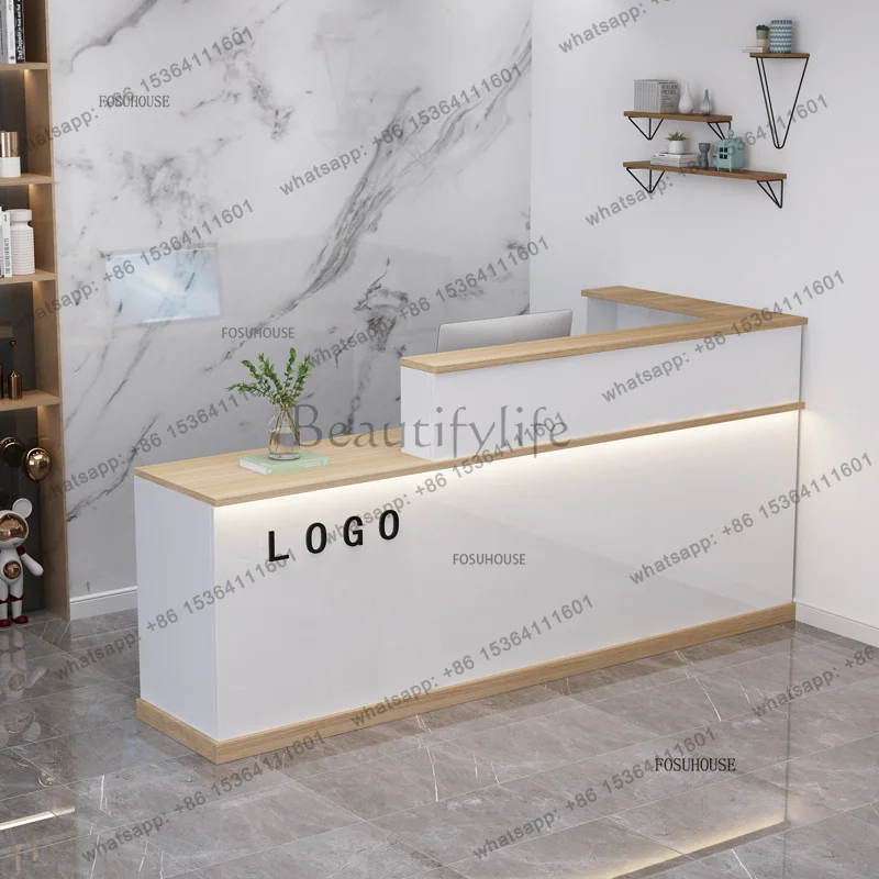 

Nordic Beauty Salon Bar Table Barbershop Cashier Desk Commercial Furniture Simple Modern Company Front Desk Reception Desk Table