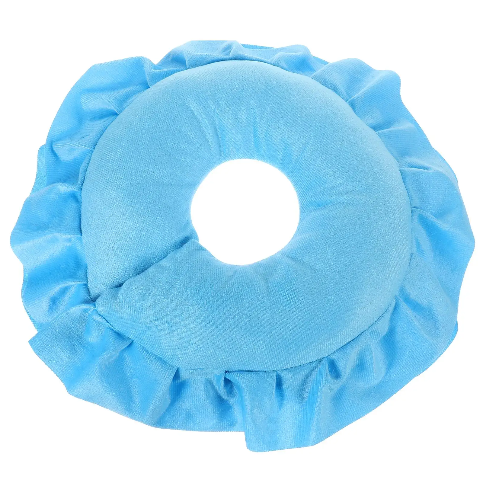 

Sleep Pillow Blue Round Detachable Cooling U shaped Neck Support Cushion Hole for Smooth Breathing Massage Relaxation Spa