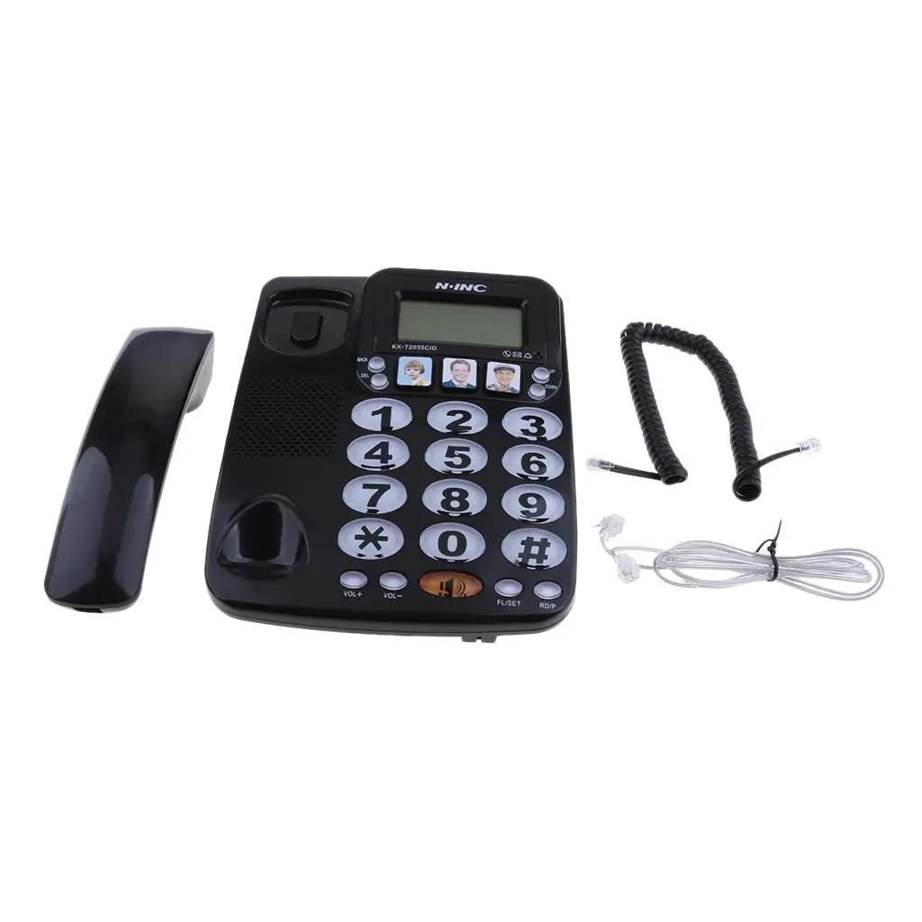 Retro Telephone Dial Corded Telephone for Home Hotel KX-2035CID Black