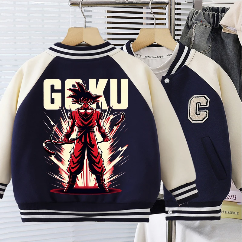 Dragon Ball Boy Baseball Jacket Kids Anime Goku Print Embroidered Letters Cardigan Children Coat Baby Outerwear Spring Clothes - view 6