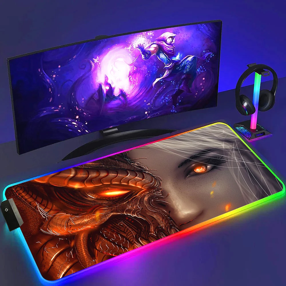 لوحة ماوس ليد من Diablo 4 IV للألعاب ، حصيرة مكتب كبيرة ، ألعاب الكمبيوتر ، XL RGB ، لوحة ماوس مانعة للإنزلاق ، مضيئة ، ماوس بارد ، ماوس مع إضاءة خلفية ، 40x90