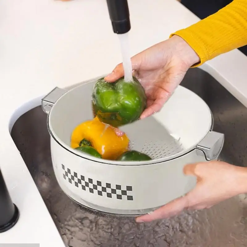 

Drain Basket Colander Double Layer Cleaning Bowl Kitchen Colander Noodle Strainer Versatile Kitchen Gadgets For Salads