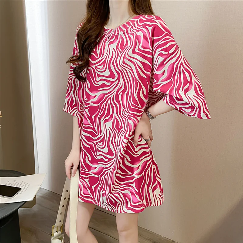 

Свободная женская футболка средней длины ort-Sve, корейский летний топ Faion, повседневная круглая футболка из смеси полиэстера