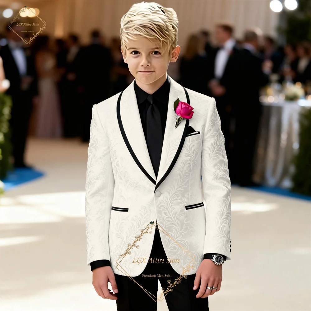 Boys 2 Piece Jacquard Suit Stylish Blazer & Pants Set Premium Formal Attire for Glamorous High-End Events