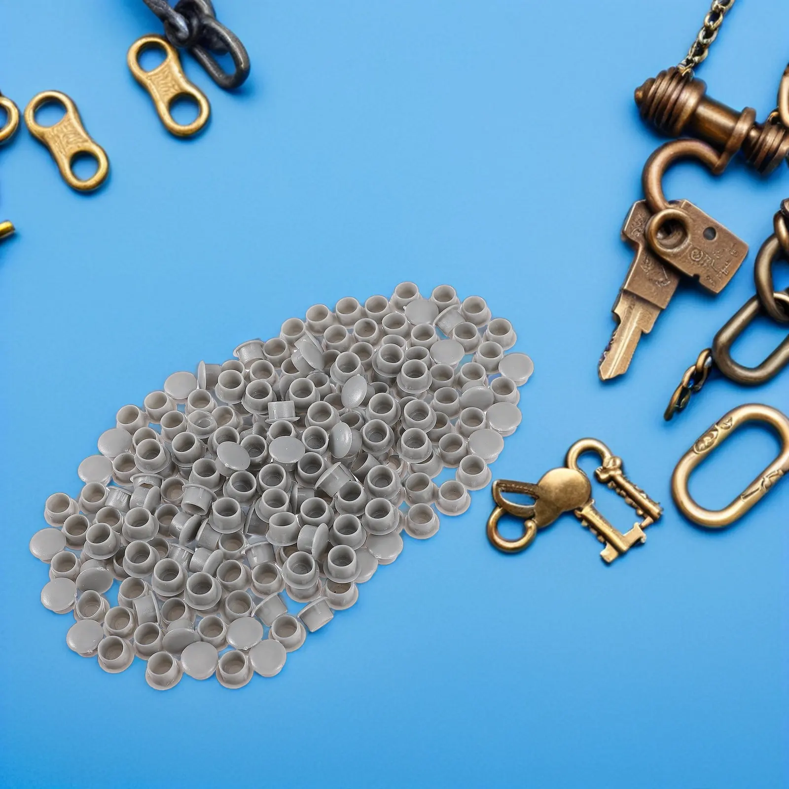 300Pcs Plastic Round Grey Drill Hole Cover Cap 10MM Plugs Screw Caps Cabinets Shelves Furniture Cupboard Sealing