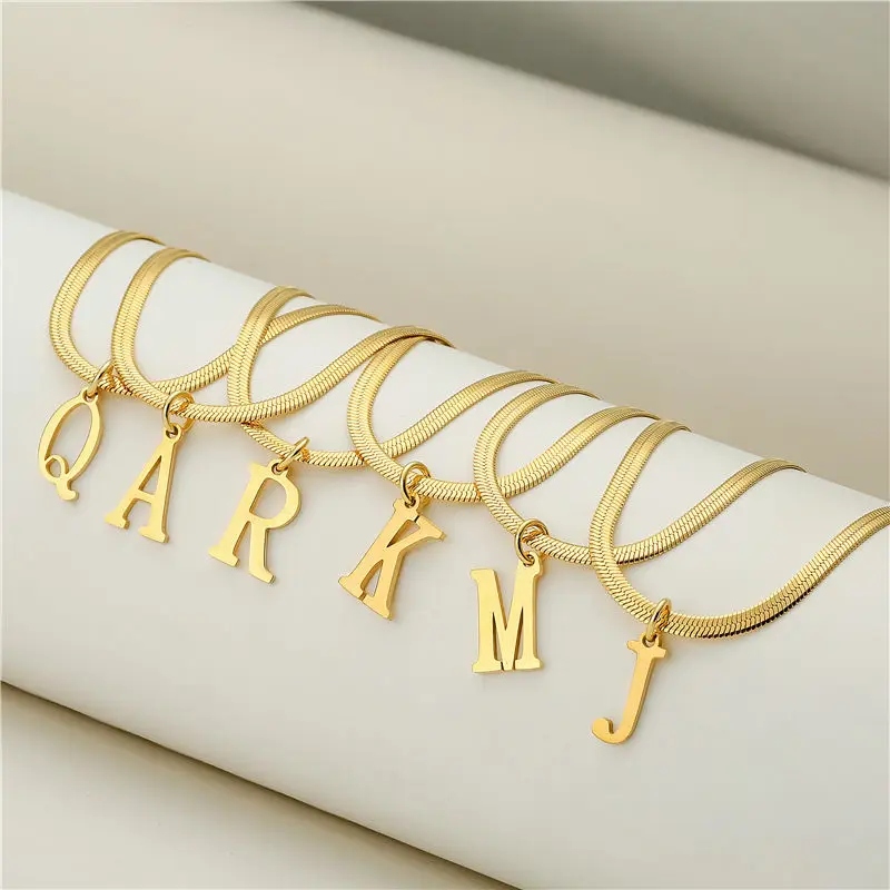 Stainless steel Letter Choker for Women Snake Chain Initial Clavicle Necklace Waterproof Wholesale dropshipping