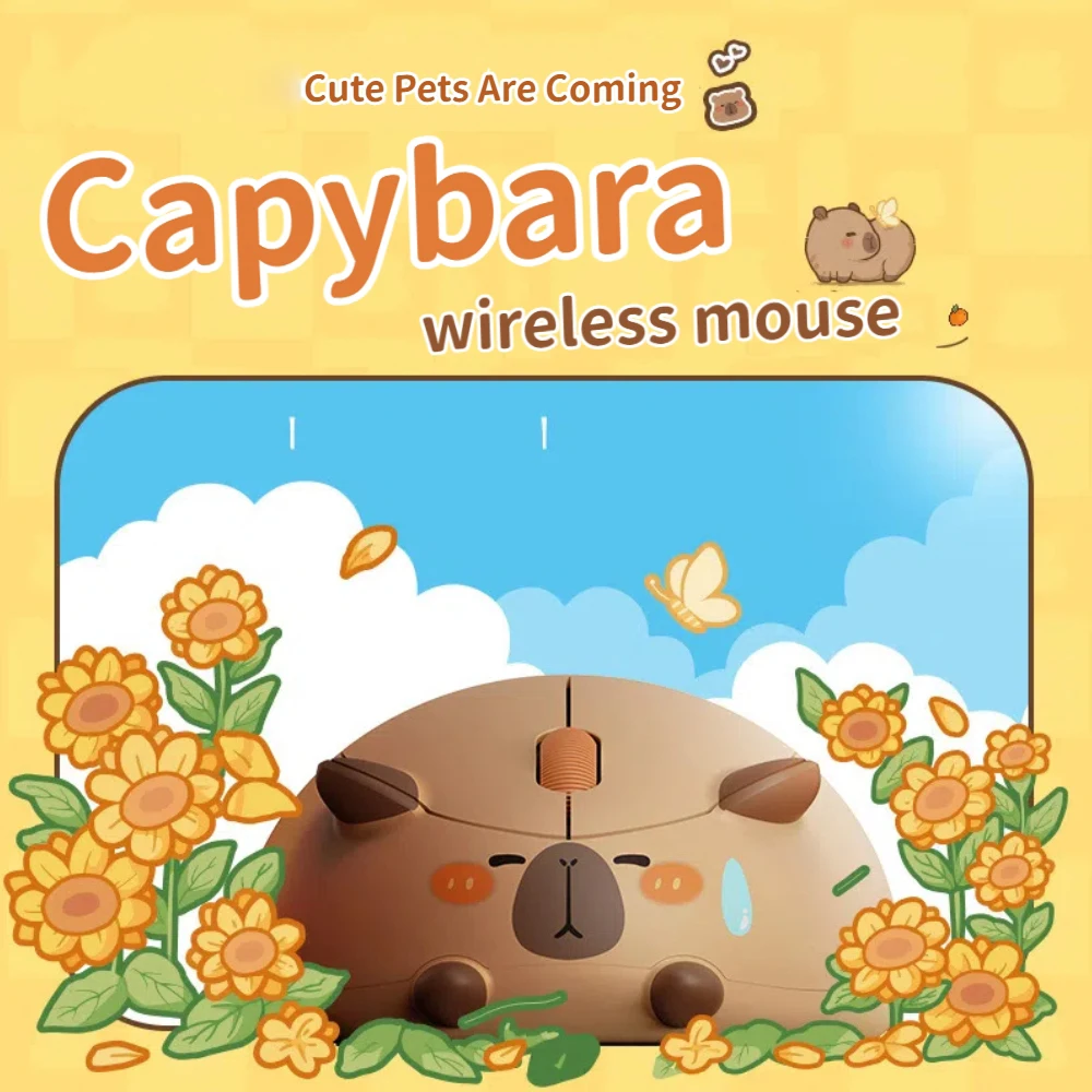 

Cute Cartoon Capybara Portable Mute 2.4G Wireless Mouse Ergonomic Optical 3D Mice Desktop Laptop PC Universal For Girl Gifts