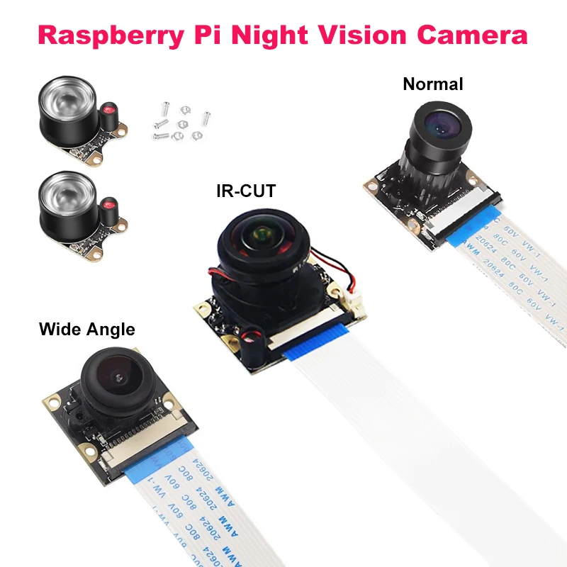 Raspberry Pi Night Vision Camera Module 5MP 1080P Webcam IR CUT Wide Angle Optional Camera for Raspberry Pi 5 4B 3B+ 3B 2B