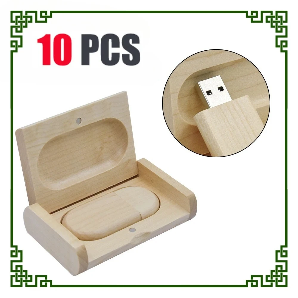 

10pcs/Lot (Customizable LOGO) USB Flash Drive 2.0 Wooden Pendrive 4GB 8GB 16GB 32GB 64GB usb 128GB Memory Stick Wedding Gift Usb