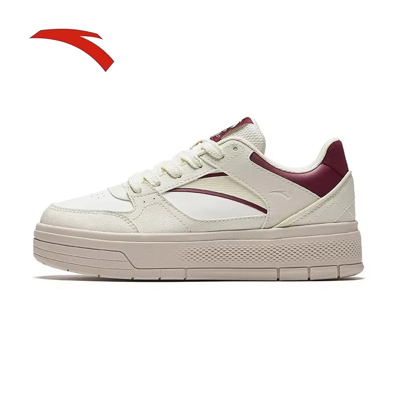 

ANTA Women's Thick soled Low cut Board Shoes Trendy Spring Height Increase Classic White Shoes Casual Sports Shoes