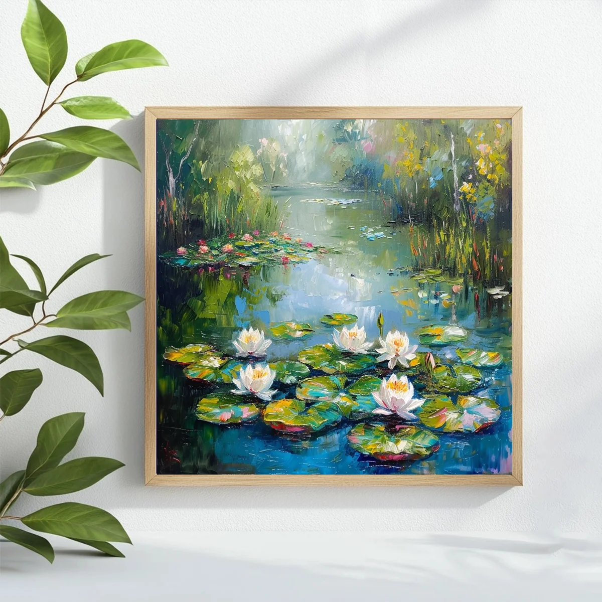 1PC Frameless 40x40cm / 15.7x15.7-inch 11CT/14CT Full-Stitch Cross-Stitch DIY Kit, Beautiful Lotus Pond