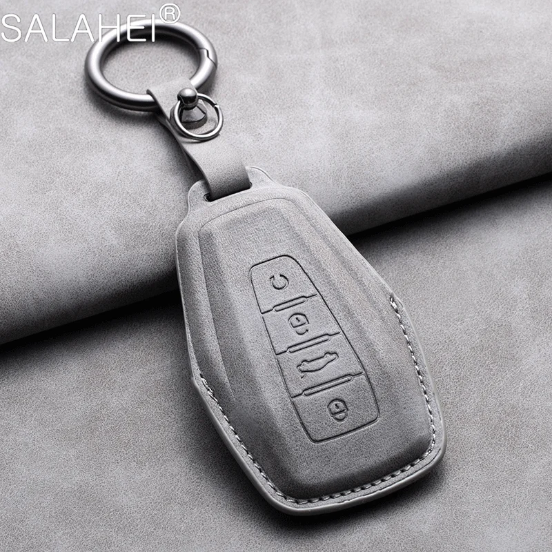 Leather Car Remote Key Cover Case For Geely Coolray X6 X7 EX7 Geometry C Emgrand Global Kulrey Hawk GX7 Okavango NL3 SUV GT GC9