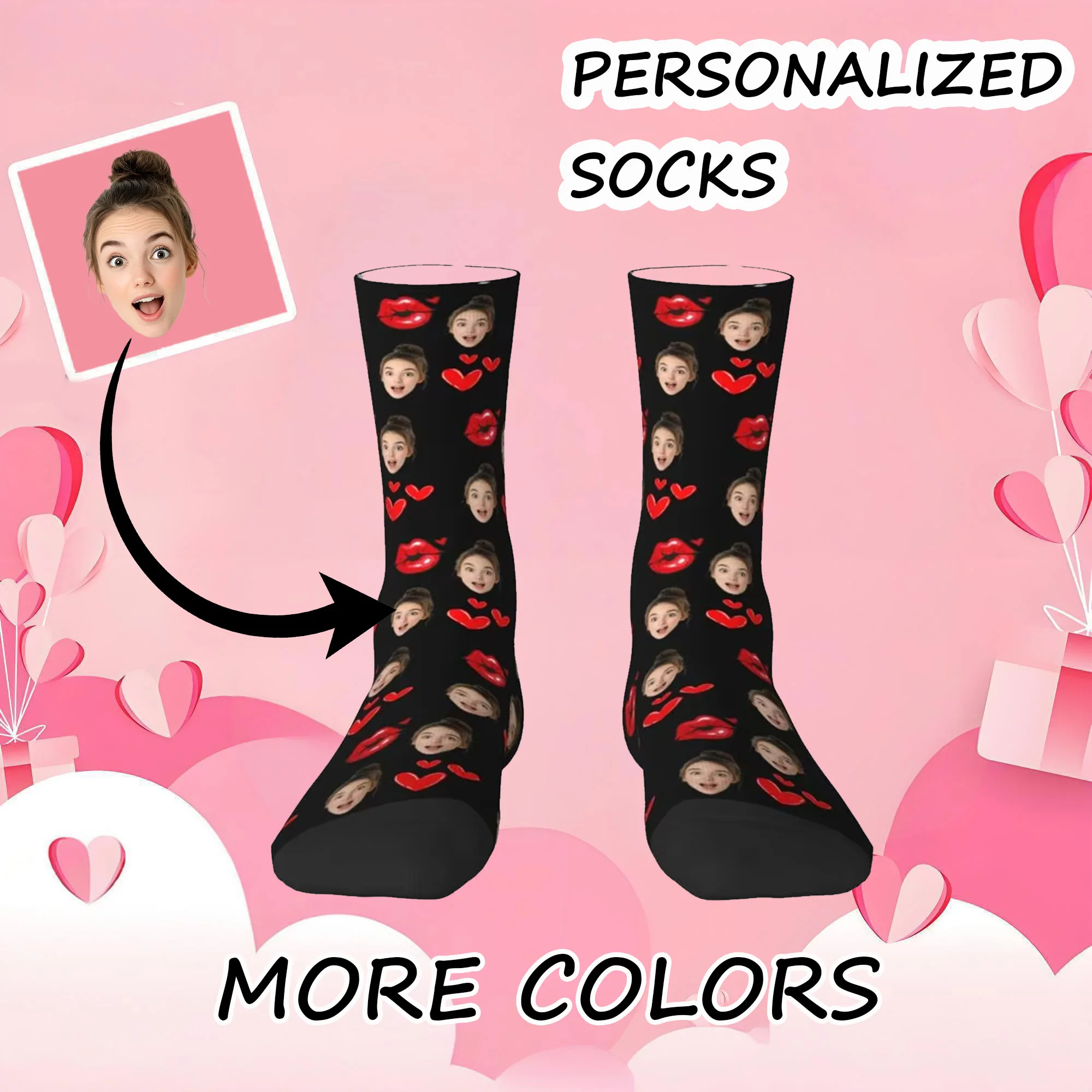 مخصص الجدة رجل شخصية رئيس الوجه صور اللباس الجوارب للجنسين مريحة الدافئة 3D طباعة فاز هدية طاقم الجوارب #1