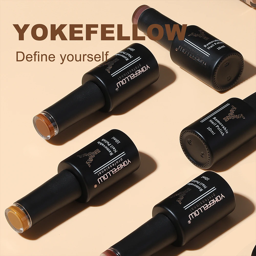 YOKEFELLOW Semi Permanent Gel Nail Polish Trendy Fall Nails Long Lasting Glossy UV LED Varnish Gel Brown DIY Autumn Nail Art Gel