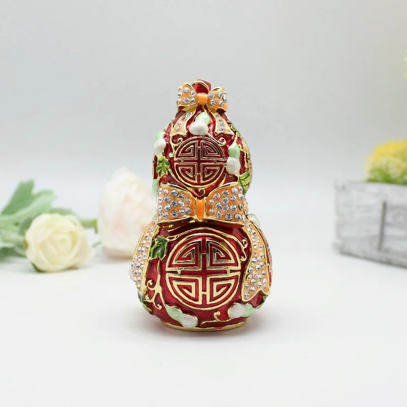 SHINNYGIFTS Handmade Pewter Enamel Feng Shui ornament enamel gourd decoration box