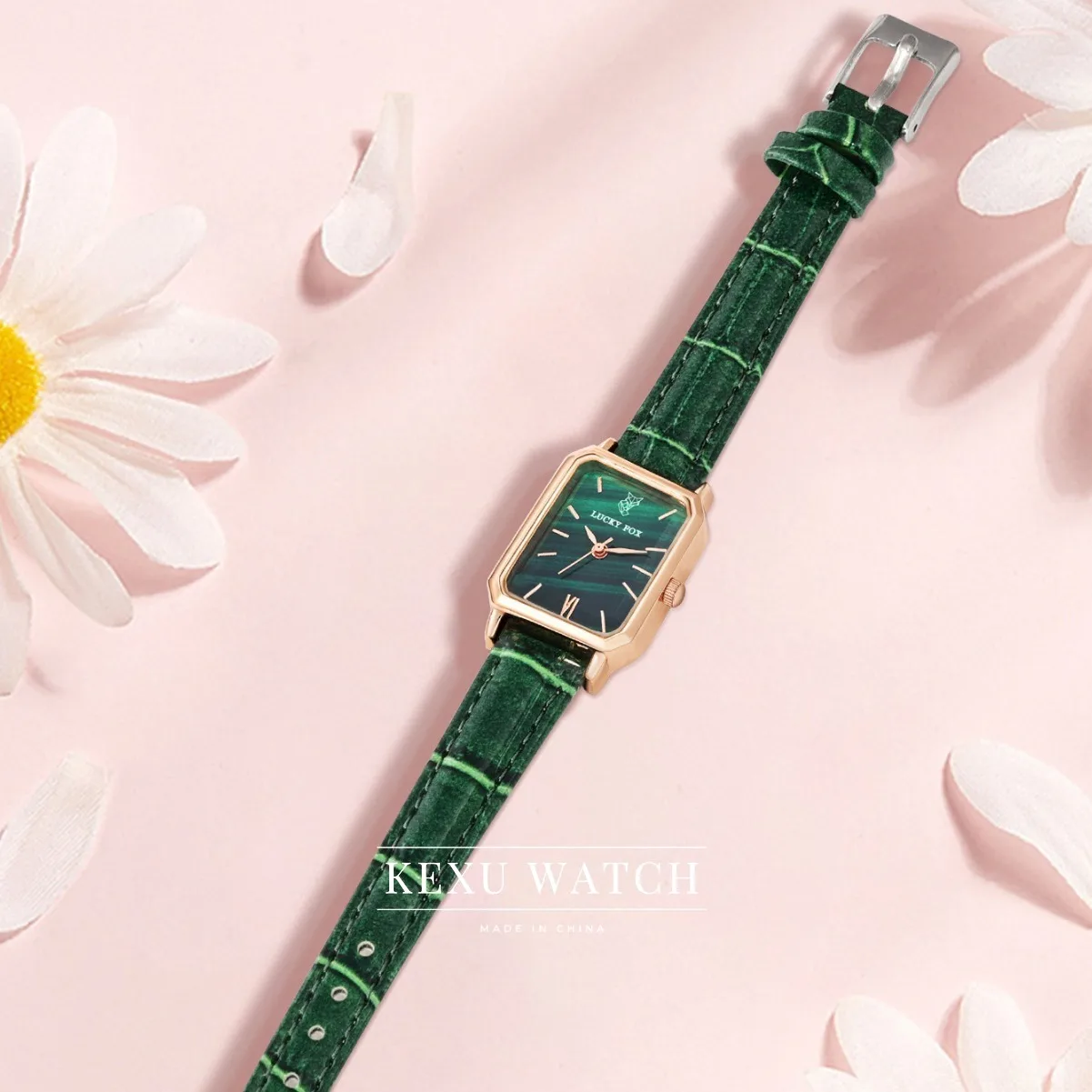 LUCKYFOX montre pour femme, montres élégantes pour femmes avec bracelet en cuir vert/marron/gris/rouge/blanc, montres-bracelets à Quartz délicates en gros