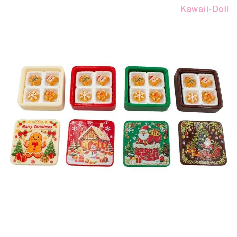 Puppenhaus Niedliche Weihnachts-Lebkuchen-Geschenkbox-Serie 3D-Harz-Cabochon DIY für Schlüsselanhänger, Ohrringe, Accessoires – Detail 5