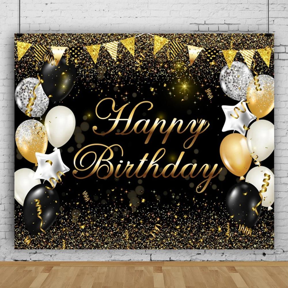 Photocall telón de fondo de cumpleaños para adultos, globos dorados con purpurina, pancarta para fiesta de cumpleaños, fondo fotográfico para estudio fotográfico