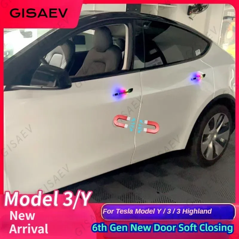 GISAEV Auto Model 3 Y Accessories 6th Electric Door Soft Close Door Kit Waterproof Car Door Suction Lock for Tesla Modification