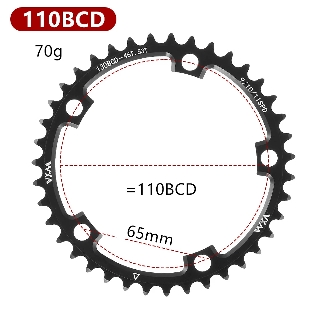 VXM Variable Speed 110BCD&130BCD Double Chain Crank Set Highway Bicycle, 34T-50T 36T-52T 39T-53T 42T-55T-46T-56T sprocket Bike