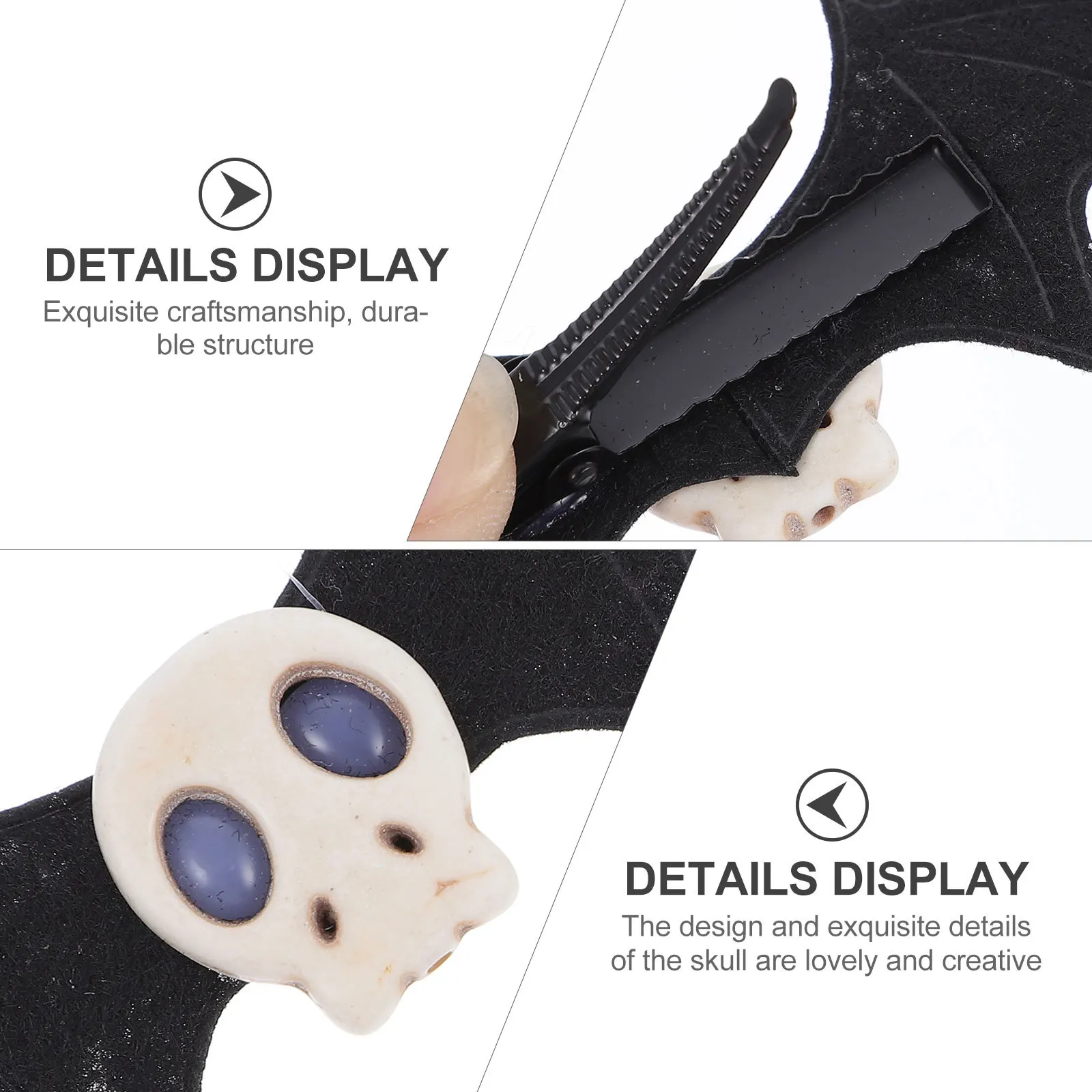 

2Pcs Skull Bat Hairpin Halloween Party Hair Clip Girls Festival Hair Accessories Cute Cartoon Style Lightweight