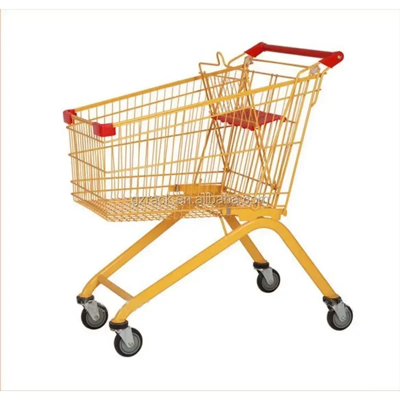 Heavy Duty Metal Shopping Trolley Supermarket Cart Durable Wire Basket Grocery Store Hand Push Trolleys for Retail Use