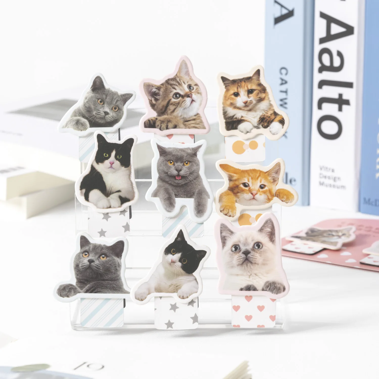 3 Pieces Magnetic Bookmarks Cute Cat Magnet Book Markers Magnet Page Clip for Students Teachers School Home Use Office Reading