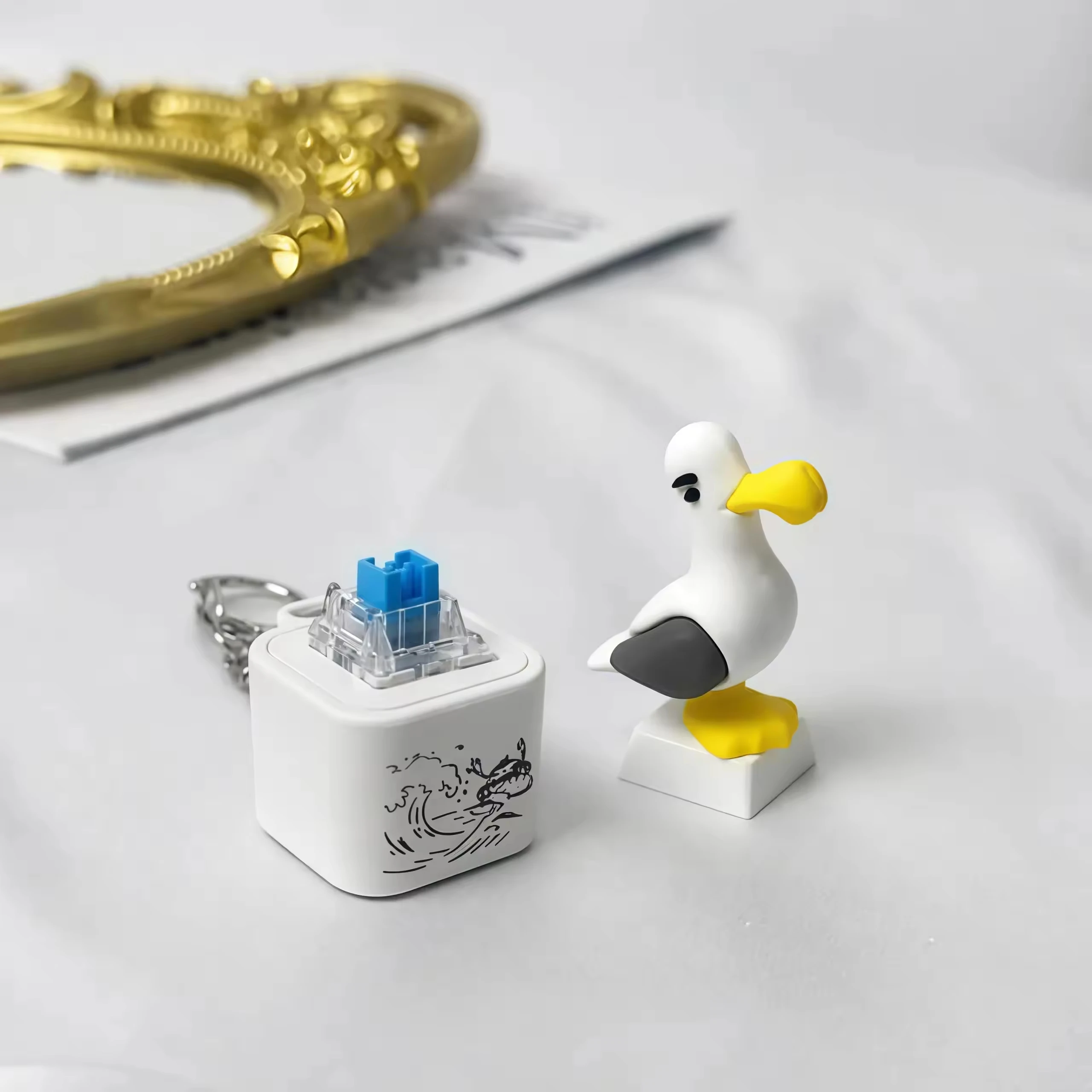 Seagull Mine Luminous Keyboard Clicker Sound Button Keychain Stress Relief Keycap Anti Stress Electronic Funny Fidget Toy Gifts