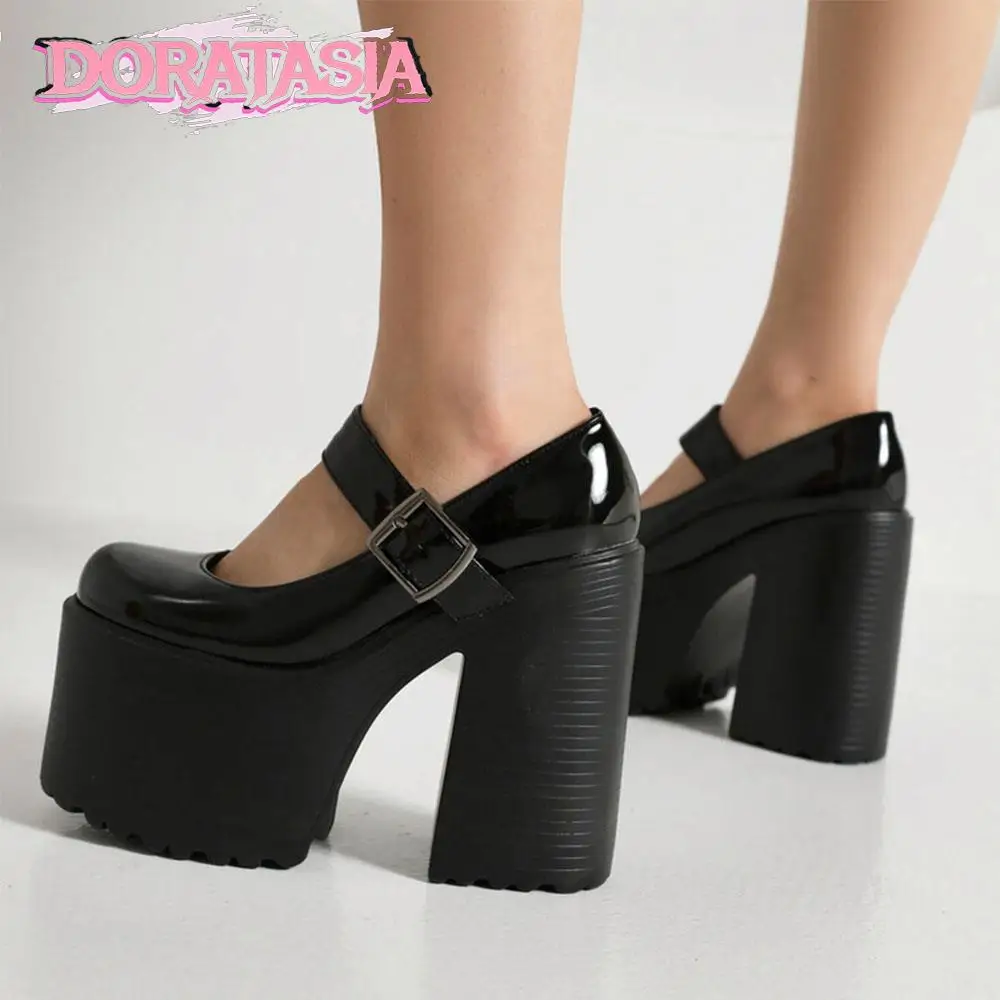 Punk Goth High Heel Platform Female Mary Jane Pumps Buckle Thick Bottom Design Brand Luxury Cool Cosplay Shoes Y2K Fashion Pumps