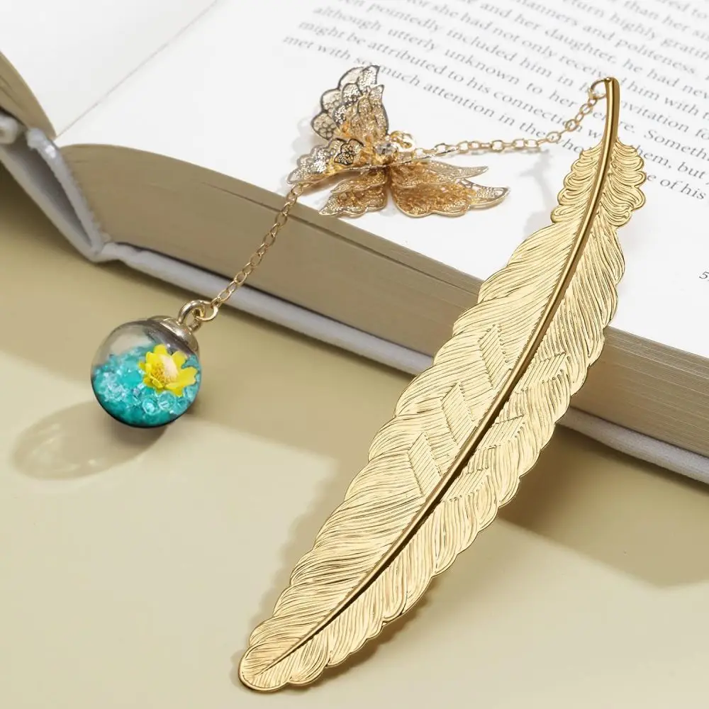 1pc Chinese Style Metal Feather Butterfly Bookmark, Creative Birthday Gifts Teacher Christmas Gifts for Women Reader Book Lovers